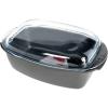Casseruola rettangolare in alluminio pressofuso con coperchio in vetro Linea Nera cm 40x21