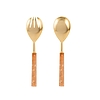 Set 2 posate da insalata in acciaio finitura oro e manicatura in resina