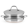 Tegame con coperchio in acciaio inox e fondo in filo di rame cm 26
