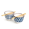 Set 2 boli in porcellana decorata con bacchette in bambù Seta cm 13