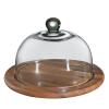 Campana formaggio con cupola in vetro e tagliere in legno di acacia