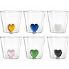 Set 6 bicchieri in vetro borosilicato con miniatura cuore cl 30