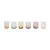 Set 6 bicchieri tumbler forme assortite texture ambra/rosa