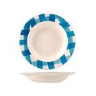 Set 6 Piatti Fondi Righe Blu Stoneware 