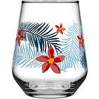 Set 3 bicchieri in vetro decorato Tropic