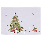 Tovaglietta natalizia in tessuto Xmas bianco decoro albero con regali cm 45x30