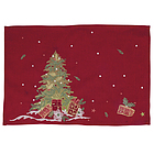 Tovaglietta natalizia in tessuto Xmas rosso decoro albero con regali cm 45x30