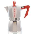 Moka in alluminio con manico rosso Kaffettiera