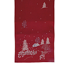 Runner natalizio in poliestere Xmas rosso decoro villaggio cm 40x175