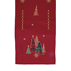 Runner natalizio in poliestere Xmas rosso decoro alberi tartan cm 40x175