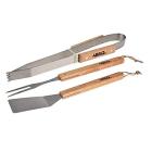 Set 3 utensili barbecue con manico in legno