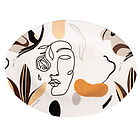 Piatto da portata ovale in ceramica Face To Grey cm 45x33