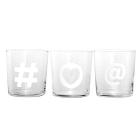 Set 6 bicchieri in vetro decorato Social