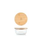 Contenitore in vetro tondo con coperchio in bambù