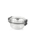 Contenitore in vetro tondo con coperchio in plastica e valvola sottovuoto