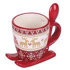 Tazzina da caffè natalizia in ceramica con cucchiaino Scandy