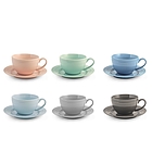 Set 6 tazze da tè in porcellana con piattino Loft
