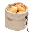 Cestino porta pane in tessuto beige con cuscinetto termico e chiusura a coulisse