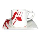 Confezione 6 tazze caffè con piattino Painting Red