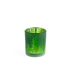 Porta tealight in vetro decoro bosco verde cm 7x8