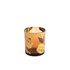 Porta tealight in vetro decoro foglie oro cm 7x8