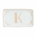 Vaschetta rettangolare in porcellana lettera K