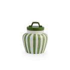 Barattolo in ceramica con coperchio decoro righe verdi