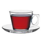 Set 6 tazze da tè con piattino in vetro Vela