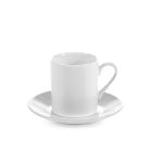 Set 2 tazzine da caffè con piattino in porcellana bianca