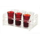 Set 6 bicchierini da liquore bianchi e rossi con stand Amaretto