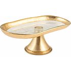 Alzata ovale in vetro foglia oro Goldie cm 27,5