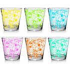 Set 6 bicchieri con decoro colorato Doodle