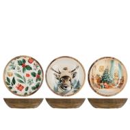 Coppa h&h in legno decorato diametro 30 cm (assortito)