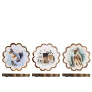 Piatto decorativo h&h Festonato in legno decorato diametro 25 cm