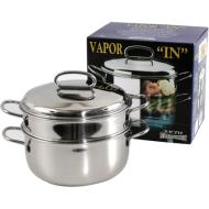 Vaporiera 3 pezzi in acciaio inox con coperchio Vapor In cm 22
