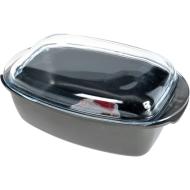 Casseruola rettangolare in alluminio pressofuso con coperchio in vetro Linea Nera cm 40x21