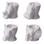Set 4 porta uovo White Animals