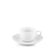 Set 6 tazzine da caffè con piattino festonate in porcellana bianca