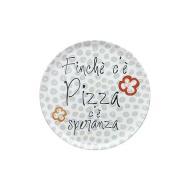 Piatto pizza in porcellana Finchè c'è pizza c'è speranza cm 33