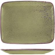 Set 6 piatti piani rettangolari in stoneware verde Reactive cm 29x23