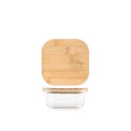 Contenitore in vetro quadrato con coperchio in bambù