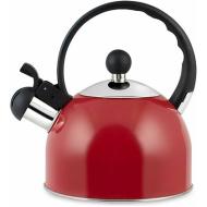 Bollitore con fischio in acciaio inox rosso 1,5 litri