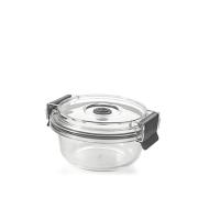 Contenitore in vetro tondo con coperchio in plastica e valvola sottovuoto