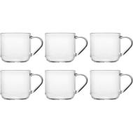 Set 6 tazze mug Modern in vetro borosilicato trasparente cl 20