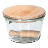 Contenitore in vetro con coperchio in legno e paletta