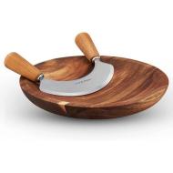 Tagliere in legno di acacia e mezzaluna Ashden