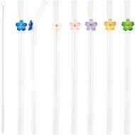 Confezione 6 cannucce curve in vetro borosilicato colori assortiti