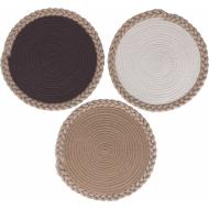 Set 3 tovagliette in policotone cornice intrecciata in juta colori assortiti  Chocolate