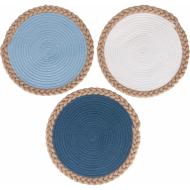 Set 3 tovagliette in policotone cornice intrecciata in juta colori assortiti Ocean