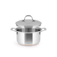 Casseruola alta con coperchio in acciaio inox e fondo in filo di rame cm 18